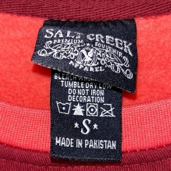 Salt Creek Sweatshirt Raglan Austin Spell-out Fleece Long Sleeve Pullover Top - Picture 5 of 11